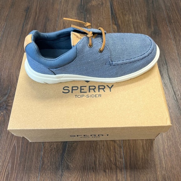 🆕 Women’s Sperry’s Blue Captain's Hemp Moccasins Boat Shoe SZ 9 - Picture 1 of 7